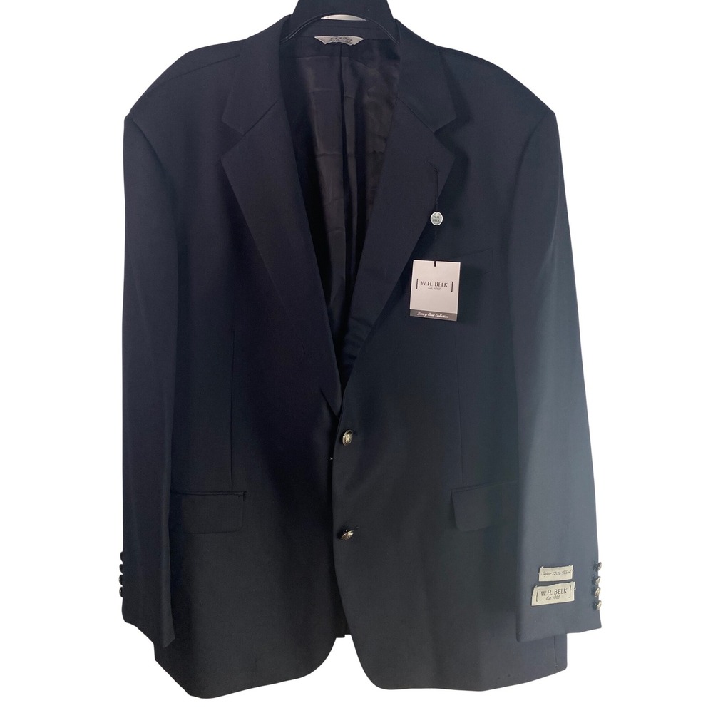 W.H. Belk Mens Navy Super‎ 120s Wool Blazer Sport Coat 50R NWT 211231 FLAW